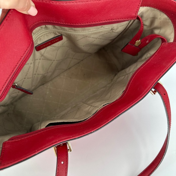 Michael Kors Saffiano red Leather Tote Bag - Picture 7 of 9